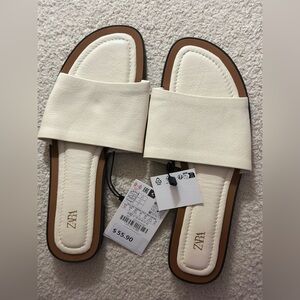 Zara Cream Slide Sandals